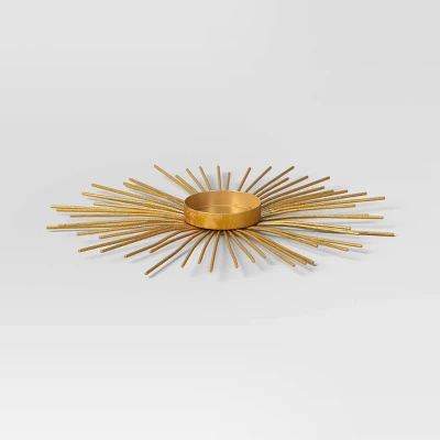 3pc Tealight Metal Burst Christmas Candle Holder Set Gold - Wondershop™ - Image 3