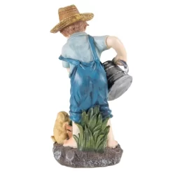 Nature Spring Outdoor Solar LED Light Little Boy Statue For Garden, Patio, Lawn, And Yard – Blue