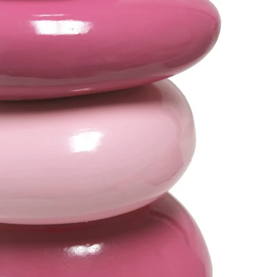 17.25" Contemporary Ceramic Stacking Stones Table Desk Lamp Pink - Creekwood Home - Image 5