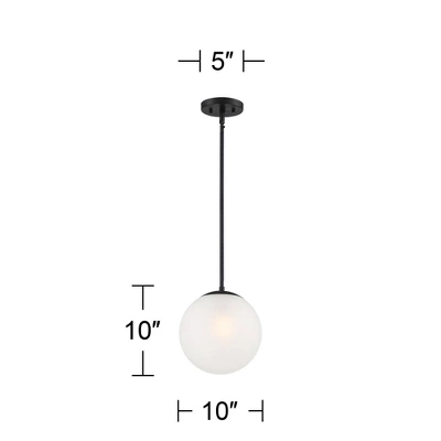 360 Lighting Ciana Black Mini Pendant 10" Wide Modern Orb Frosted Globe Glass Shade For Dining Room House Foyer Kitchen Island Entryway Bedroom Home - Image 5