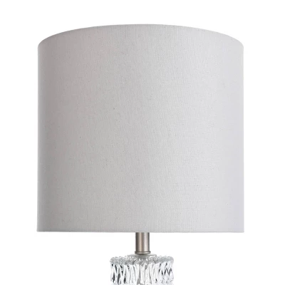 Diamond Textured Glass Table Lamp With Brushed Steel Base Gray - StyleCraft - Image 2