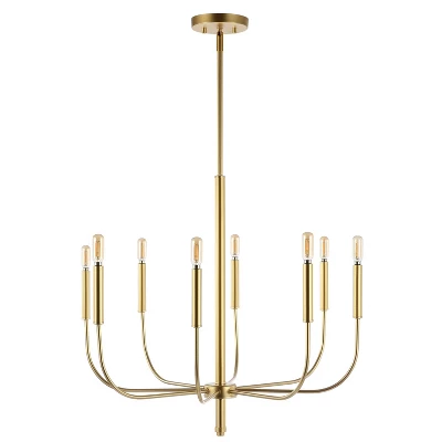 27.25" 8-Light Amoros Modern Mid-Century Iron LED Chandelier Gold Painting - JONATHAN Y - Image 5