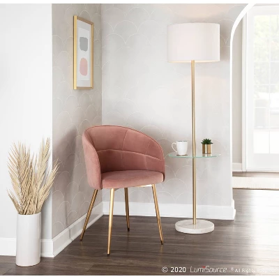 Chloe Contemporary Shelf Floor Lamp With Marble Base/Glass Shelf And Linen Shade White (Includes LED Light Bulb) - LumiSource - Image 10