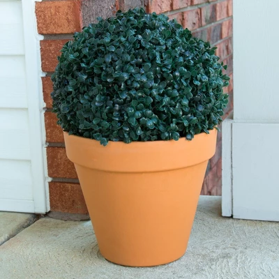 Solar Powered LED Faux Topiary Ball Pair Set Of 2 Pre-lit Artificial Boxwood Balls With Rechargeable Battery Outdoor Greenery Decor By Pure Garden - Image 4