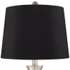 360 Lighting Simon Modern Table Lamps 25 1/2" High Set Of 2 Brushed Nickel With USB Charging Port Black Faux Silk Drum Shade For Bedroom Office Desk