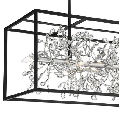 Possini Euro Design Carrine Black Silver Linear Pendant Chandelier 38 1/2" Wide Modern Clear Crystal 8-Light Fixture For Dining Room Kitchen Island - Image 3