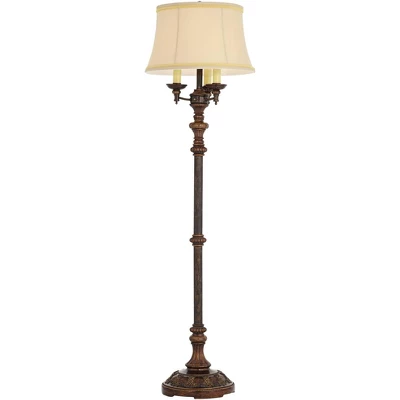 Barnes And Ivy Traditional Floor Lamp Candelabra Style 4-Light 64.5" Tall Italian Bronze Bell Shade For Living Room Reading Bedroom - Image 6