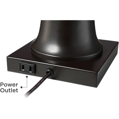 Regency Hill Hadley Modern Table Lamps Set Of 2 26" High Bronze With AC Power Outlet Light Brown Drum Shade For Bedroom Living Room Bedside House Desk - Image 4