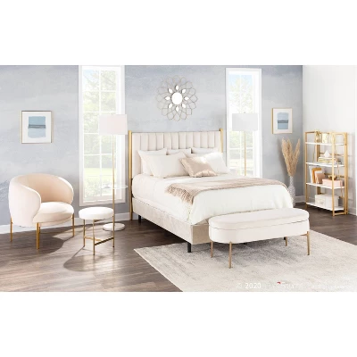 Chloe Contemporary Shelf Floor Lamp With Marble Base/Glass Shelf And Linen Shade White (Includes LED Light Bulb) - LumiSource - Image 12