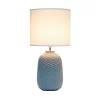 20.4" Traditional Ceramic Purled Texture Bedside Table Desk Lamp With White Fabric Drum Shade Gray - Simple Designs