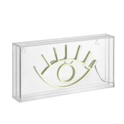 11.8" Eye Contemporary Glam Acrylic Box Pendant Neon Yellow (Includes LED Light Bulb) - JONATHAN Y