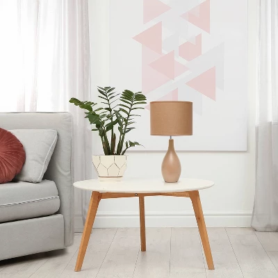 18.11" Traditional Standard Ceramic Dewdrop Table Desk Lamp With Matching Fabric Shade Light Blue - Creekwood Home - Image 2