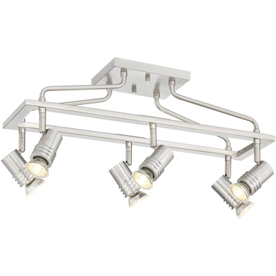 Pro Track Sven 6-Head LED Ceiling Track Light Fixture Kit Spot Light GU10 Silver Brushed Nickel Finish Metal Modern Cage Kitchen Bathroom 22" Wide - Image 5