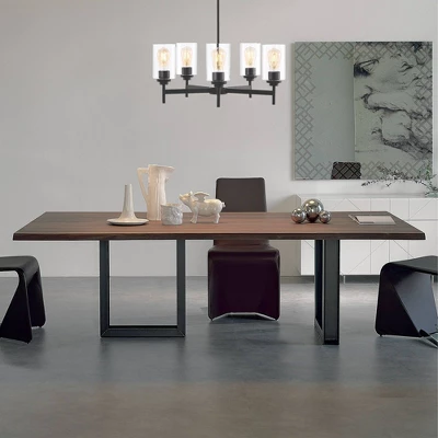 24" LED 5-Light Orpheus Industrial Iron Cylinder Chandelier Oil Rubbed Bronze/Clear - JONATHAN Y - Image 3