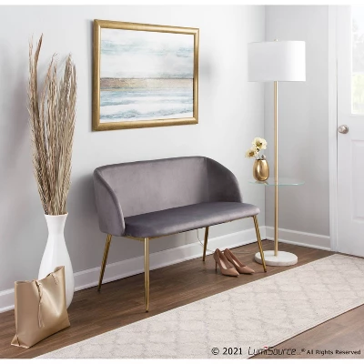 Chloe Contemporary Shelf Floor Lamp With Marble Base/Glass Shelf And Linen Shade White (Includes LED Light Bulb) - LumiSource - Image 13