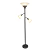 3 Light Restoration Floor Lamp With Scalloped Glass Shade Bronze - Elegant Designs