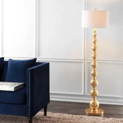 62.5" Metal Adriana Floor Lamp (Includes LED Light Bulb) Gold - JONATHAN Y