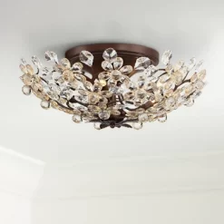 Vienna Full Spectrum Blooms Vintage Ceiling Light Semi Flush Mount Fixture 21" Wide Weathered Brown 5-Light For Bedroom Kitchen Living Room Hallway