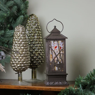 Roman 11" Deer With Cardinals LED Lighted Christmas Lantern - Image 2