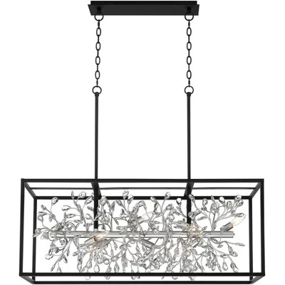 Possini Euro Design Carrine Black Silver Linear Pendant Chandelier 38 1/2" Wide Modern Clear Crystal 8-Light Fixture For Dining Room Kitchen Island - Image 6
