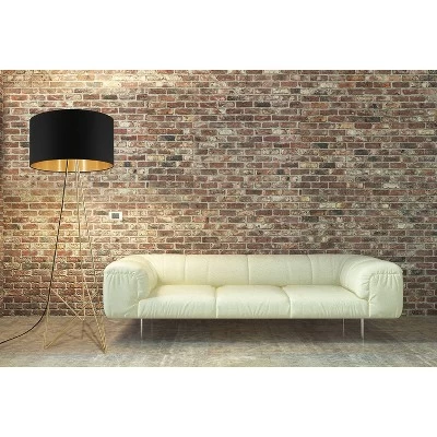 1-Light Camporale Floor Lamp With Interior Fabric Shade Gold - EGLO - Image 3