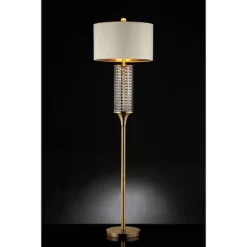 62.25" Traditional Metal Floor Lamp With Crystal Accents White - Ore International