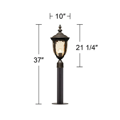 John Timberland Outdoor Post Light Fixture LED Veranda Bronze 37" Clear Hammered Glass For Exterior House Porch Patio Garden Yard - Image 4