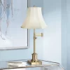 360 Lighting Traditional Swing Arm Desk Table Lamp Adjustable Height 36" Tall Antique Brass Imperial Creme Fabric Bell Shade Living Room