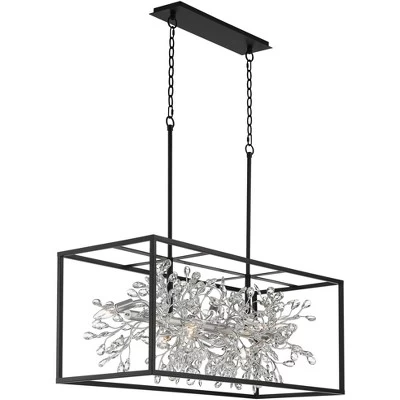 Possini Euro Design Carrine Black Silver Linear Pendant Chandelier 38 1/2" Wide Modern Clear Crystal 8-Light Fixture For Dining Room Kitchen Island - Image 7