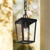 9" Metal/Seeded Glass Modern Outdoor Pendant Light Black - LNC