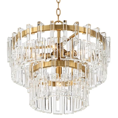 Vienna Full Spectrum Luxum Burnished Brass Chandelier 18 3/4" Wide Modern Tiered Crystal 6-Light Fixture For Dining Room House Foyer Kitchen Island - Image 6