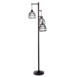 Niki 3-Tier Metal Caged Floor Lamp Rubbed Bronze - StyleCraft