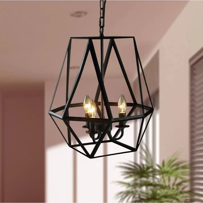 16" X 16" X 19" Shandie Antique Bronze Geometric Edison Chandelier Black - Warehouse Of Tiffany - Image 2