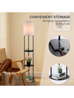 Nextop 63 Inch Round Floor Lamp W/ Shelves, USB Ports And AC Outlet Corner Lamp W/ LED Grow Light - 1 Count - Image 3