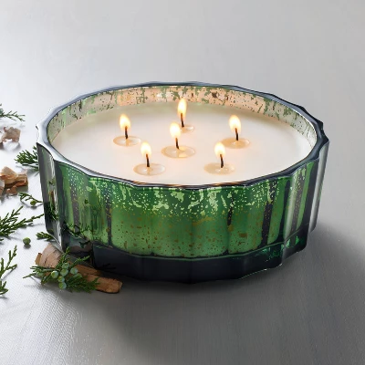 Mercury Glass Fireside Spruce Jar Christmas Candle Green 32oz - Hearth & Handâ„¢ With Magnolia