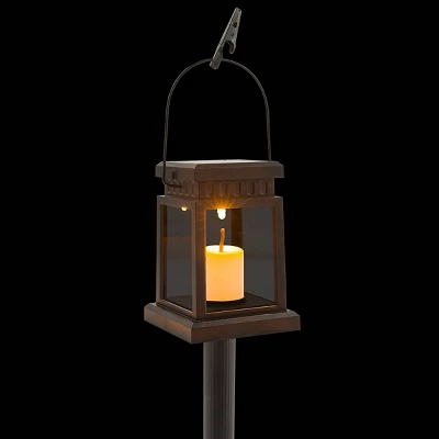 Set Of 6 Outdoor Solar Powered Hanging/Stake Lanterns Black - Alpine Corporation - Image 6