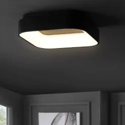 17.75" Metal Rafael Flush Mount (Includes Energy Efficient Light Bulb) Black - JONATHAN Y
