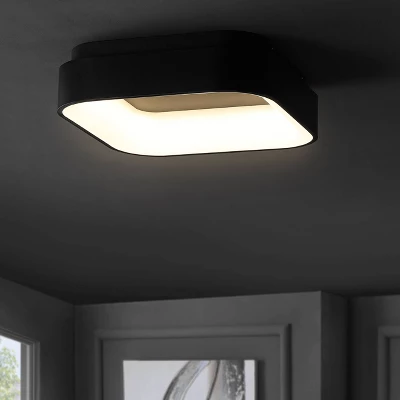 17.75" Metal Rafael Flush Mount (Includes Energy Efficient Light Bulb) Black - JONATHAN Y