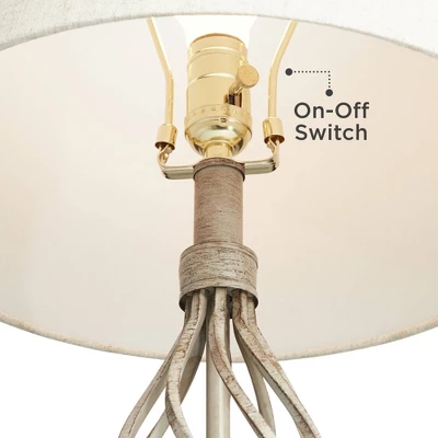 Franklin Iron Works Annie Modern Coastal Table Lamps 28" Tall Set Of 2 Weathered Sand Iron Cream Tapered Drum Shade For Bedroom Living Room Bedside - Image 2