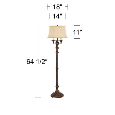 Barnes And Ivy Traditional Floor Lamp Candelabra Style 4-Light 64.5" Tall Italian Bronze Bell Shade For Living Room Reading Bedroom - Image 7
