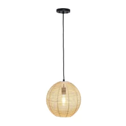 Ball Shaped Rattan Pendant Light Beige - Lalia Home