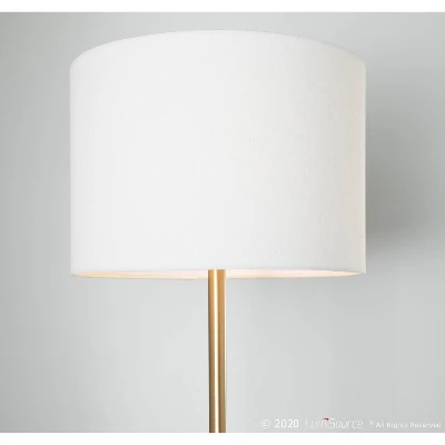 Chloe Contemporary Shelf Floor Lamp With Marble Base/Glass Shelf And Linen Shade White (Includes LED Light Bulb) - LumiSource - Image 6