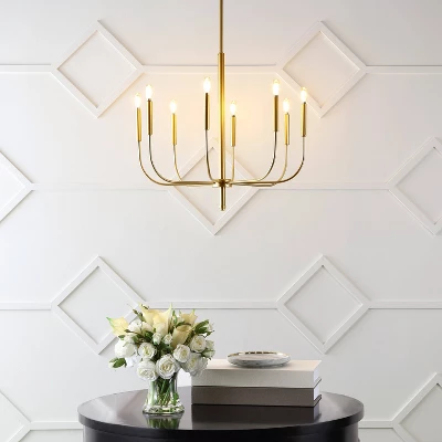 27.25" 8-Light Amoros Modern Mid-Century Iron LED Chandelier Gold Painting - JONATHAN Y - Image 10