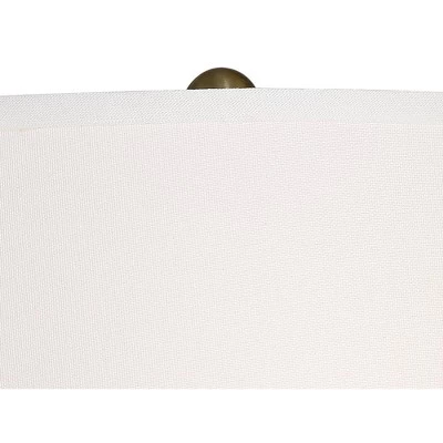 360 Lighting Spenser Vintage Floor Lamp 58" Tall Brushed Antique Brass Metal Off White Linen Drum Shade For Living Room Bedroom Office House Home - Image 2