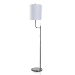 65" Mid-Century Modern Metal Floor Lamp Brushed Steel - StyleCraft