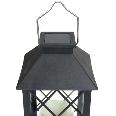Sunnydaze Decor Sunnydaze Outdoor Concord Hanging Tabletop Solar LED Rustic Farmhouse Decorative Candle Lantern - 11" - Image 3