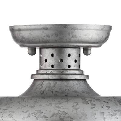 Franklin Iron Works Rustic Farmhouse Semi Flush Mount Outdoor Ceiling Light Fixture Galvanized Cage 8 1/2" White Glass Damp Rated For Exterior Barn - Image 3