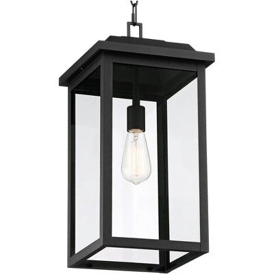 John Timberland Eastcrest Modern Outdoor Hanging Light Textured Black 21 1/2" Clear Glass For Post Exterior Barn Deck House Porch Yard Patio Outside - Image 2