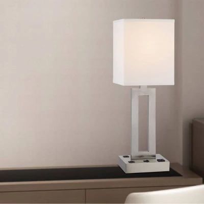 Transitional Metal Task Lamp With 1 Outlet And 2 USB Ports Black - Cal Lighting