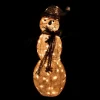 Northlight 43" Lighted White And Gold Snowman Outdoor Christmas Decoration
